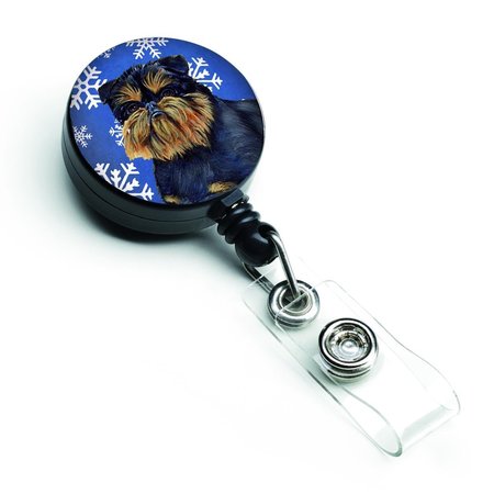 CAROLINES TREASURES Brussels Griffon Winter Snowflakes Holiday Retractable Badge Reel LH9298BR